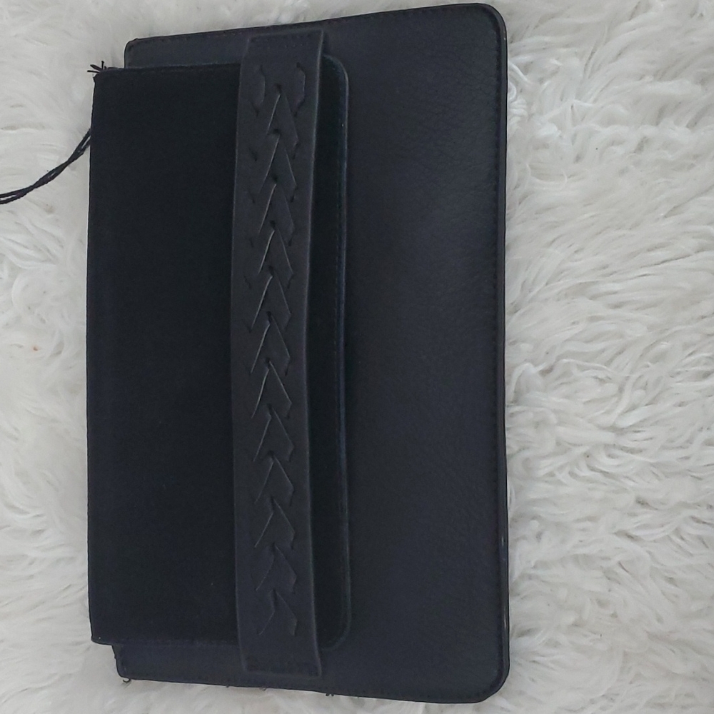 Moda Luxe Black Leather Clutch NWT